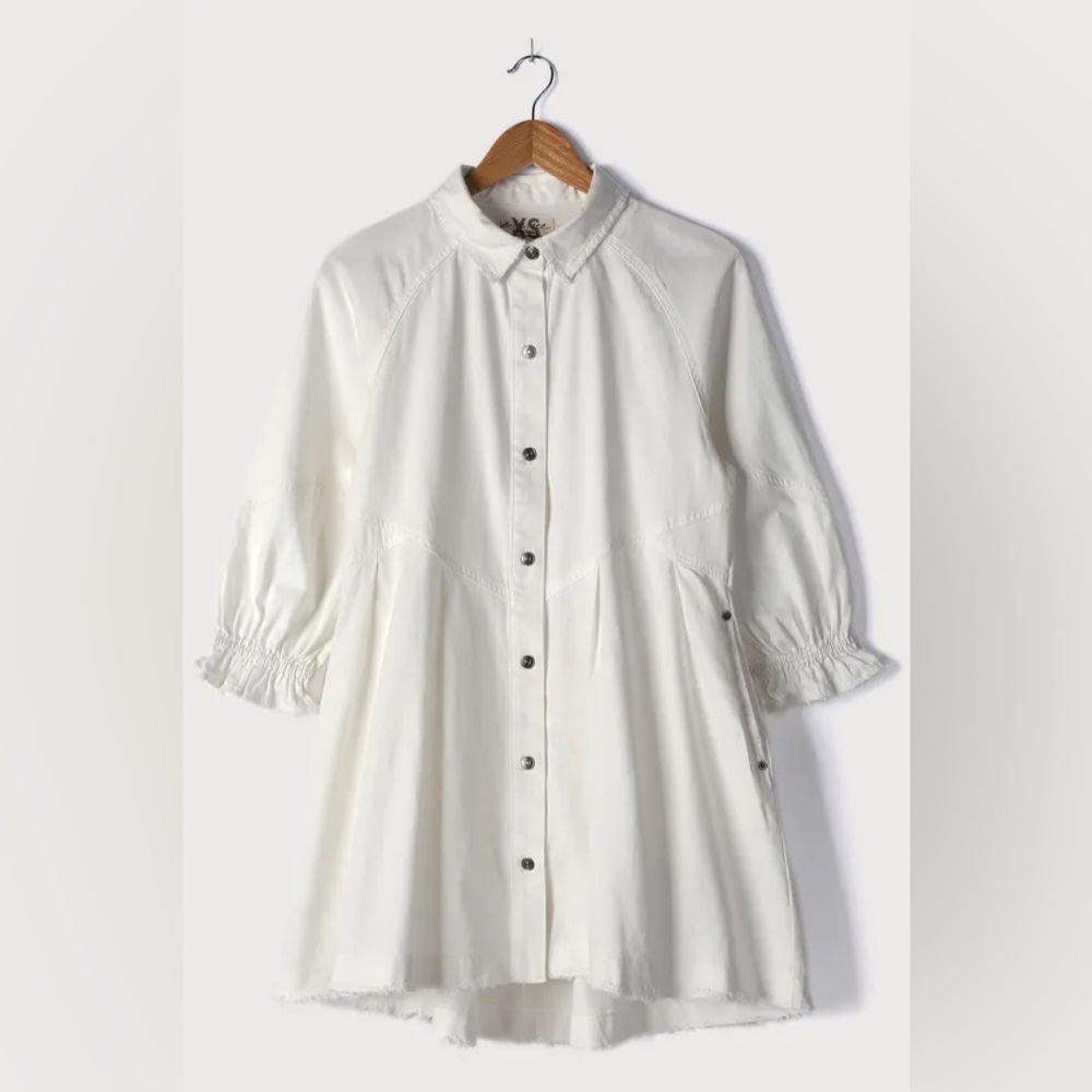 We The Free White Denim Dress Sz Small